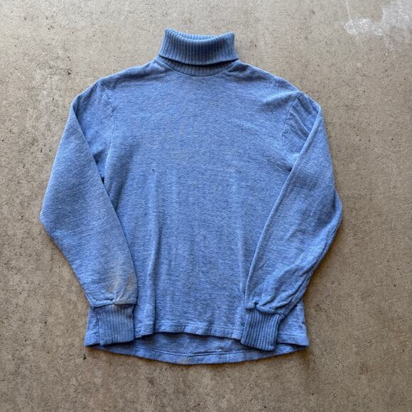 Vintage 80's Duofold Light Blue Thermal Turtleneck Pullover Base Layer Shirt S - Picture 1 of 7